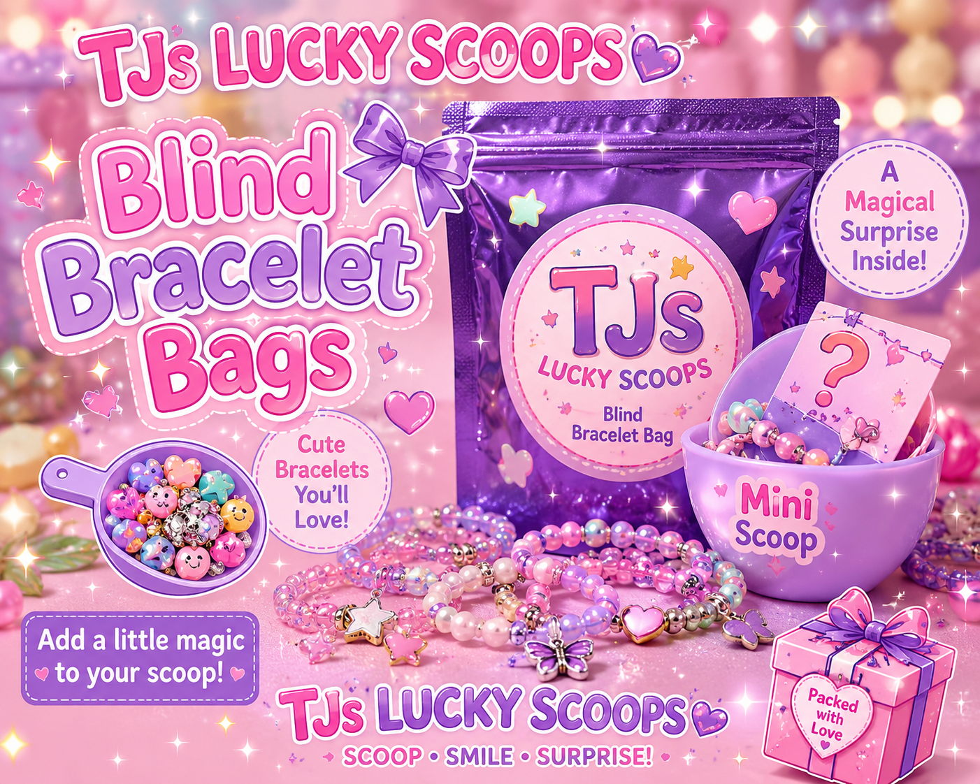 1 Mini Scoop BRACELET BAGS + Lucky beads